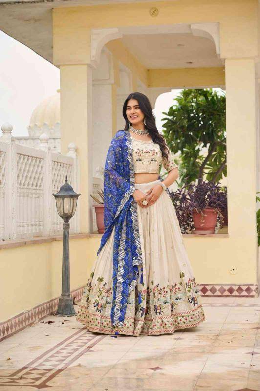 Ram 143 Tissue silk Blue Lehenga choli wholesale market in Mumbai